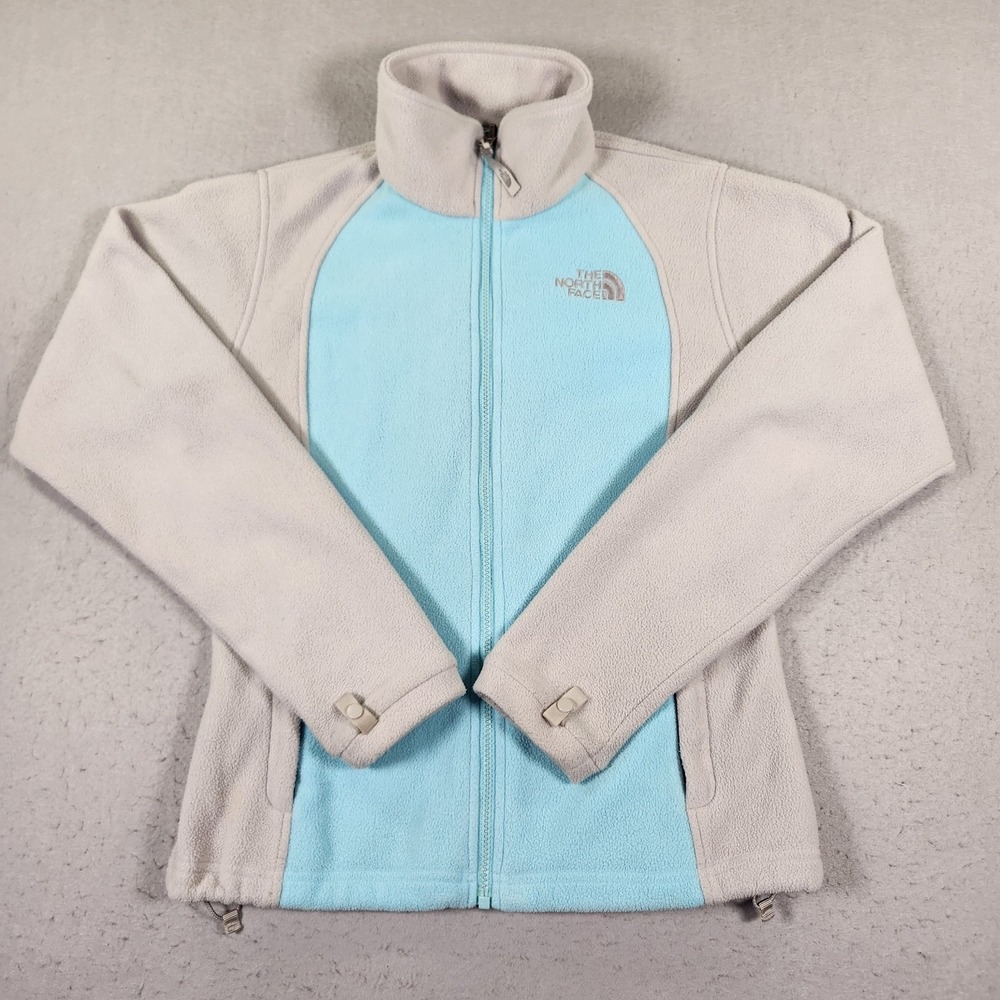 North Face Fleece Jacket Womens Size Small Blue Gray Colorblock Full Zip
